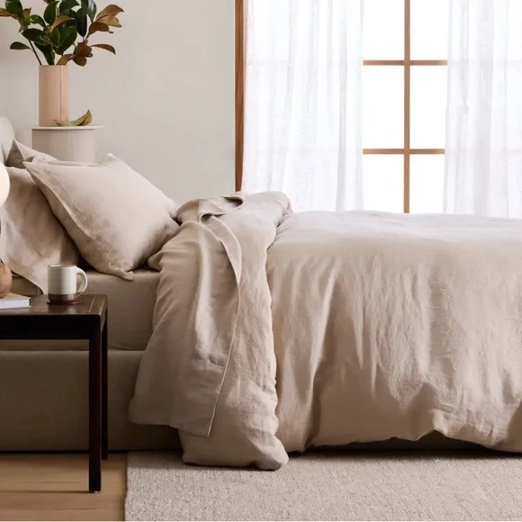 NWOT QUINCE European Linen Duvet Cover Full/Queen Toffee 8416 - Picture 5 of 11